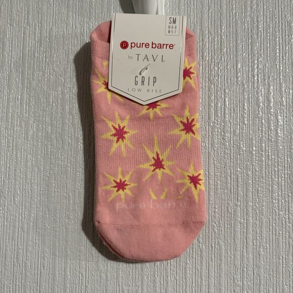NEW Pure Barre X Tavi Barre Pink Bang Grippy Socks Gym Work Out Yoga Pilates - Picture 1 of 6